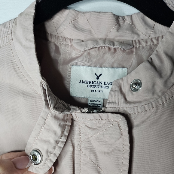 American Eagle Outfitters Lightweight Bomber Jacket Feminine Pale Pink Size S - Picture 6 of 9